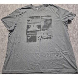Fender men's gray graphic t-shirt XXL crew neck music guitars classic